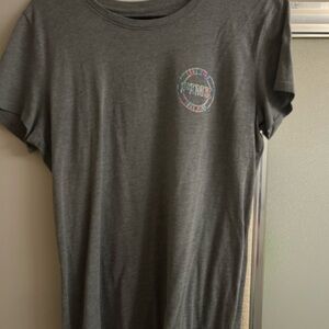Victoria's Secret PINK Charcoal Gray Short Sleeve Tee with Multicolor Logo